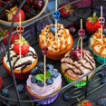 thumbnail image 3 of 400 Piezas Selecciones de Cóctel de Calavera Palitos de Fruta Palillos de Dientes Sándwich Aperitivo Brochetas de Bambú para Decoraciones de Fiesta de Cumpleaños de Boda (Color del Arco Iris). Afortunado Sencillez, 3 of 5