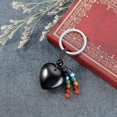 thumbnail image 2 of Llavero con borlas de cuentas de piedras preciosas ZHAOCHENG cuarzo rosa natural forma de corazón 7 chakras, 2 of 5