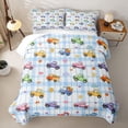 thumbnail image 2 of Castle Fairy Watercolor Truck Twin Quilt Set for Girls,Plaid Check Art Twin Coverlet Set for Bedroom,Blue Green Yellow, 2 of 7