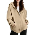 thumbnail image 5 of Enjoytime Womens Zip Up Hoodies Solid Color Long Sleeve Hooded Jacket 2026 Fall Winter Fleece Trendy Casual Sweatshirt, 5 of 7