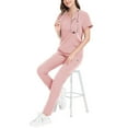 thumbnail image 4 of MLQIDK Scrub Sets for Woman Plus Size Jogger Scrubs Stretchy V Neck Yoga Scrub Pants and Tops Medical Scrubs Nursing Scrubs Tall Scrubs Pink S, 4 of 6