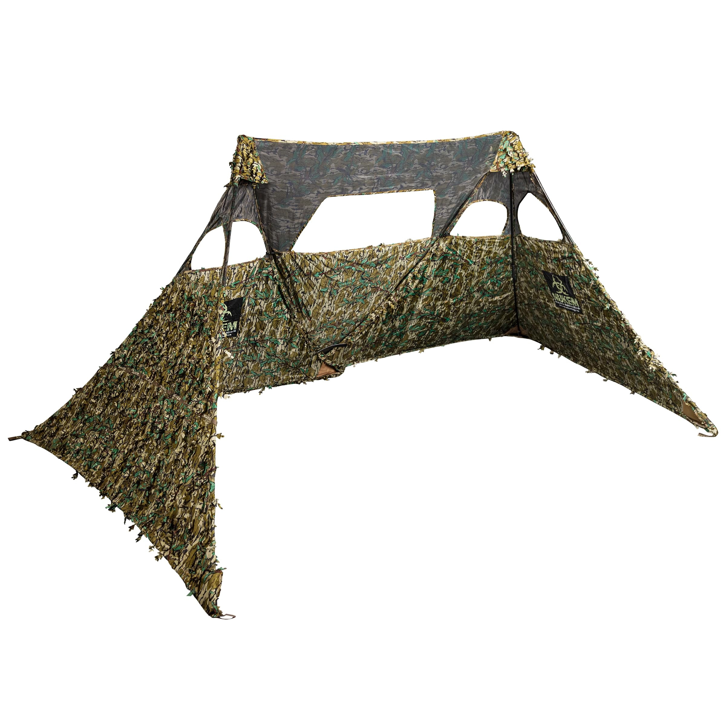 Nukem Grab & Go Hunting Ground Blind Double Up System - Mossy Oak Greenleaf 3D Leafy - Lightweight & Portable - Provides Maximum Concealment (Regular)