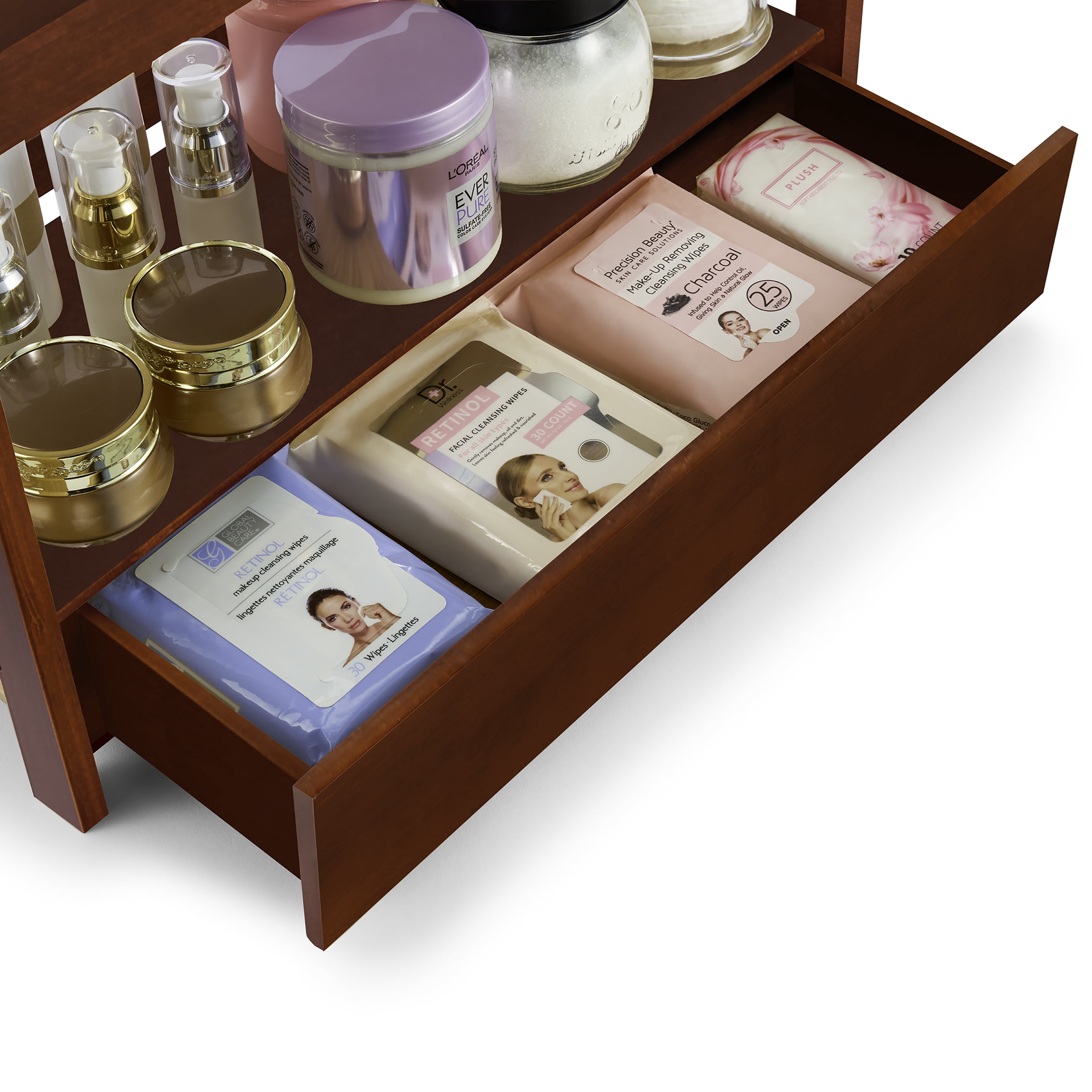 Sorbus 2-Tier 17" Bamboo Kitchen Organizer with Pull-Out Drawer, Brown