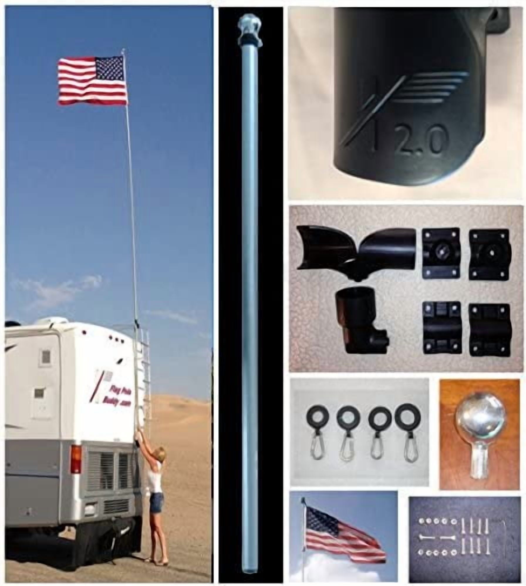rv flag pole kit motorhome flag kit by flagpole buddy 22 feet