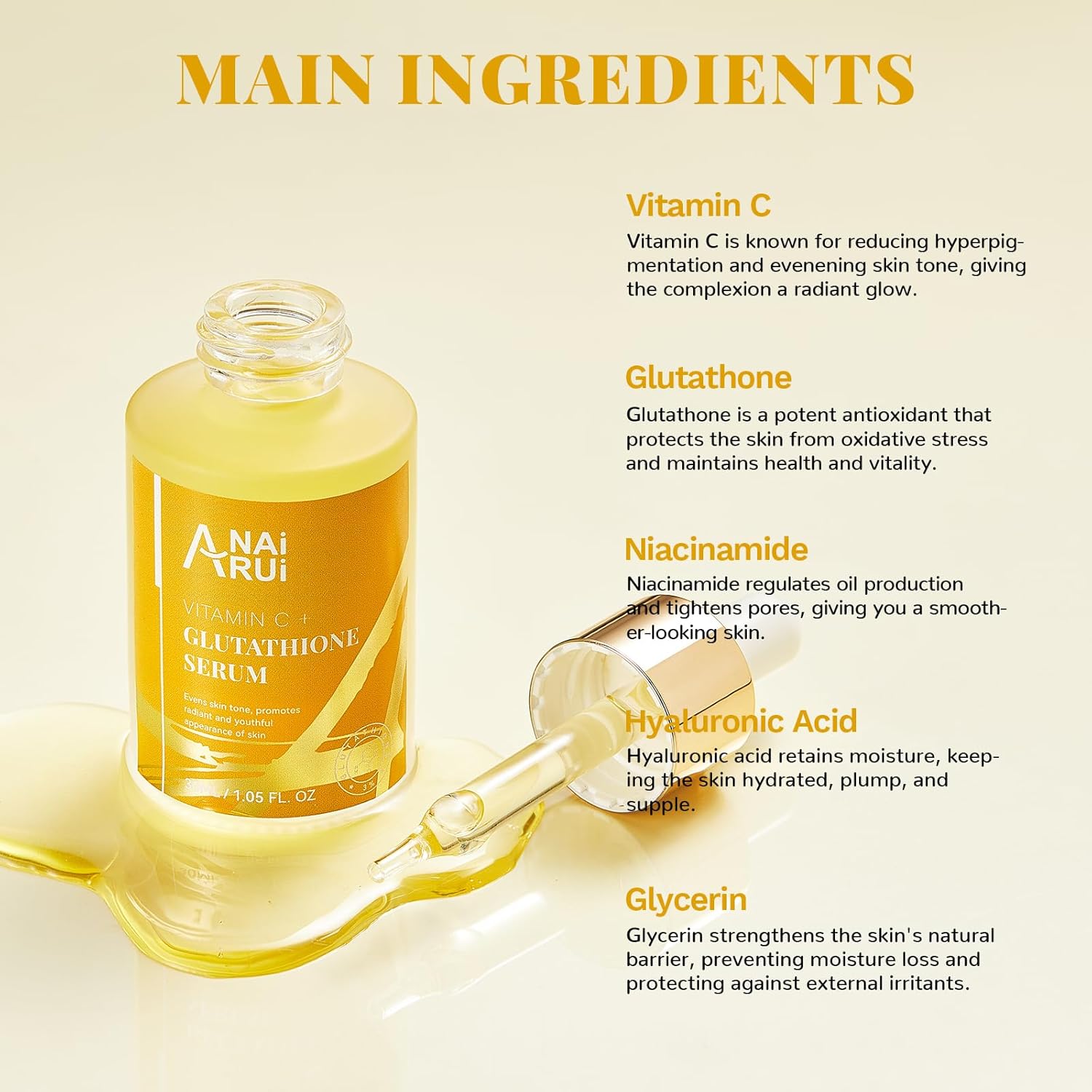 ANAiRUi Vitamin C Glutathione Serum, 1.05fl.oz, Brightening