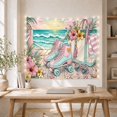 thumbnail image 5 of Pastel Roller Skates on Boardwalk with Seashells, Playful Coastal for Beach Lovers, Coastal Beach Scene Art, Housewarming Gift, Tapestry Wall Hanging for Bedroom and Living Room, 5 of 7