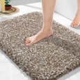 thumbnail image 1 of Alfombra de baño Yimobra, antideslizante, lavable, 60 x 43 cm, microfibra, color marrón claro, 1 of 8