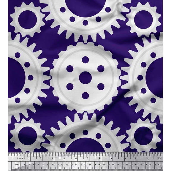 Soimoi Purple Silk Fabric Gear Parts Hardware Print Sewing Fabric Yard 42 Inch Wide