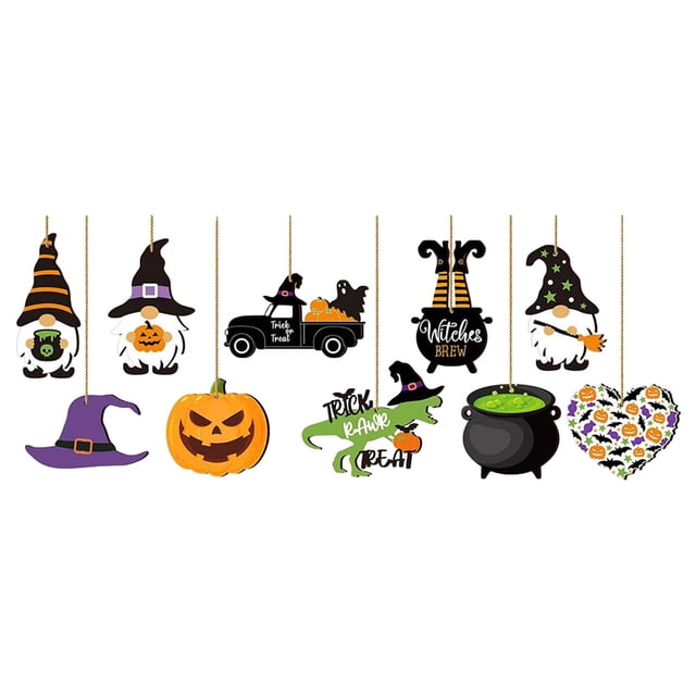 Halloween Wooden Hanging Ornaments Set with Colorful Gothic Cutouts and Ropes for Home and Party Decorations Tree Décor 30 Pcs Indoor Outdoor Halloween Crafts