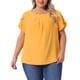 thumbnail image 1 of Blusas de verano con mangas cortas y cuello redondo para mujer de tallas grandes Agnes Orinda, con pliegues y mangas de tulipán, 3X, amarillas, 1 of 6