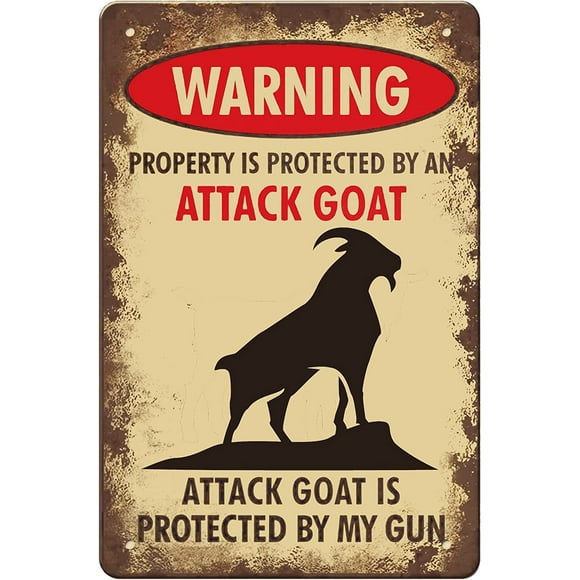 Vintage Goat Tin Sign Funny Metal Warning Tin Signs Wall Art Perfect Home Bar People Cave Office Shop Bathroom Signs Wall Decor 12"x16"