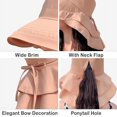 thumbnail image 5 of Caqui Sombrero para el Sol para Mujer Protección UV ala Ancha Cola de Caballo Visera de Playa Ajustable Sombrero de Pesca con Solapa para el Cuello, 5 of 5