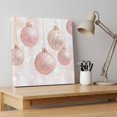 thumbnail image 4 of Ships Next Day Canvas Wall Art 8"x8", Pink Christmas Wood Framed Canvas Print Painting, Christmas Balls Snowflake Ready to Hang Small Picture Wall Decor for Home Bathroom Nursery Kitchen, 4 of 9