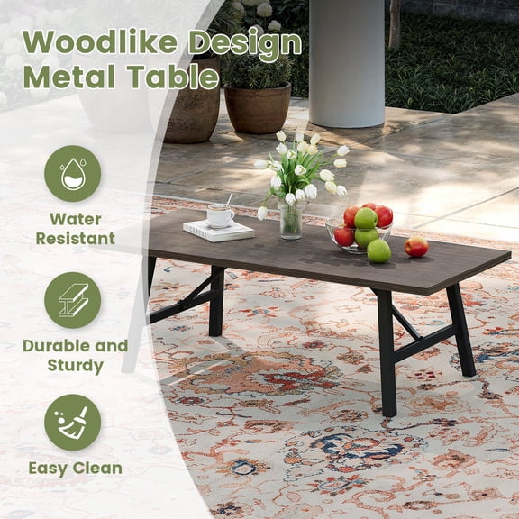VOXBIN Black Patio Coffee Table – Outdoor Garden Furniture