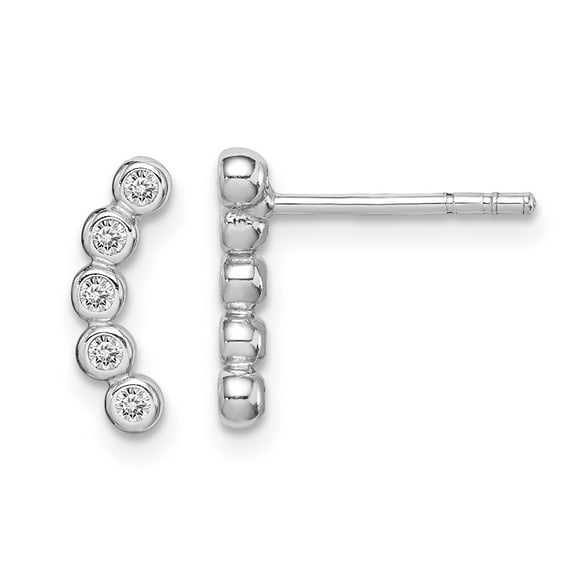 Primal Silver Sterling Silver Rhodium Plated Cubic Zirconia Post Earrings