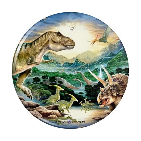 Tyranosaur T-Rex Jurassic Sunset Pinback Button Pin