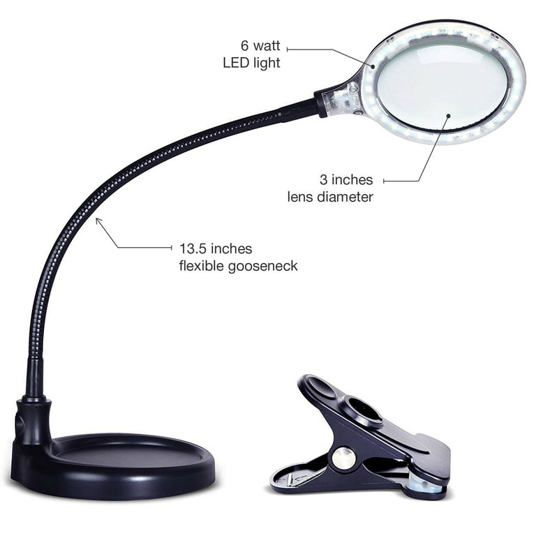 Magnifying Glass With Light And Stand, 10X Magnifying Lamp, 2-In-1