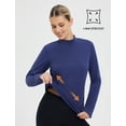 thumbnail image 6 of baleaf Thermal Shirts for Women Long Sleeve Turtleneck Tops Fleece Lined Base Layer with Thumb Hole Cold Weather Winter Gear Navy Blue L, 6 of 7