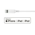 thumbnail image 2 of onn 3ft Lightning to USB Charging Cable, MFI Certified, Soft Touch Material, White - Compatible with iPhone 14/13/12/11/X/XR/XS/8/7/6/5, iPad, Airpods and more, 2 of 7