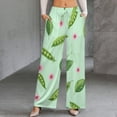 thumbnail image 2 of Pea Pod Floral Pattern Women's Casual Wide Leg Pants Comfort Pockets Elastic Waist Loose Fit Pants, 2 of 7