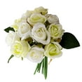 thumbnail image 1 of Ramo de rosas artificiales de 12 cabezas, paquete de flores de simulación, decoración del hogar, adorno de flores falsas para bodas, blanco verde Eigraketly HA7941-01B, 1 of 6