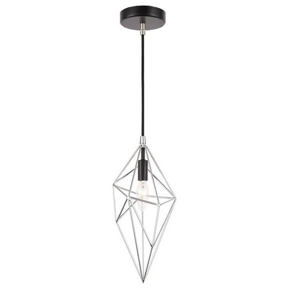 Woodbridge Lighting Lanning 1-Light Metal Mini-Pendant in Nickel/Black