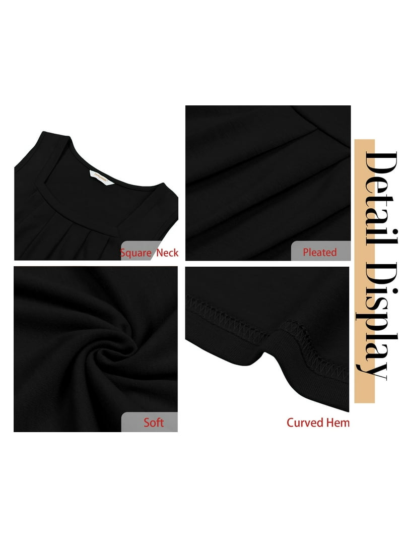 Fantaslook Flowy Tank Tops, Pleated Square Neck Sleeveless Summer