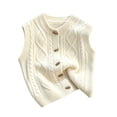 thumbnail image 6 of Xdegoge Girls Cable Knit Sweater Vest Sleeveless Button Down Cardigan Crewneck Waistcoat Fall Winter Warm Layering Tops for Kids Casual School Everyday Wear, 6 of 9
