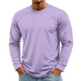 thumbnail image 3 of OIOLOYJM Mens Long Sleeve T Shirts Cotton Casual Basic Crew Neck Stretch Workout Running T-Shirt Soft Breathable Athletic Work Office Pullover Light Purple 2XL, 3 of 5