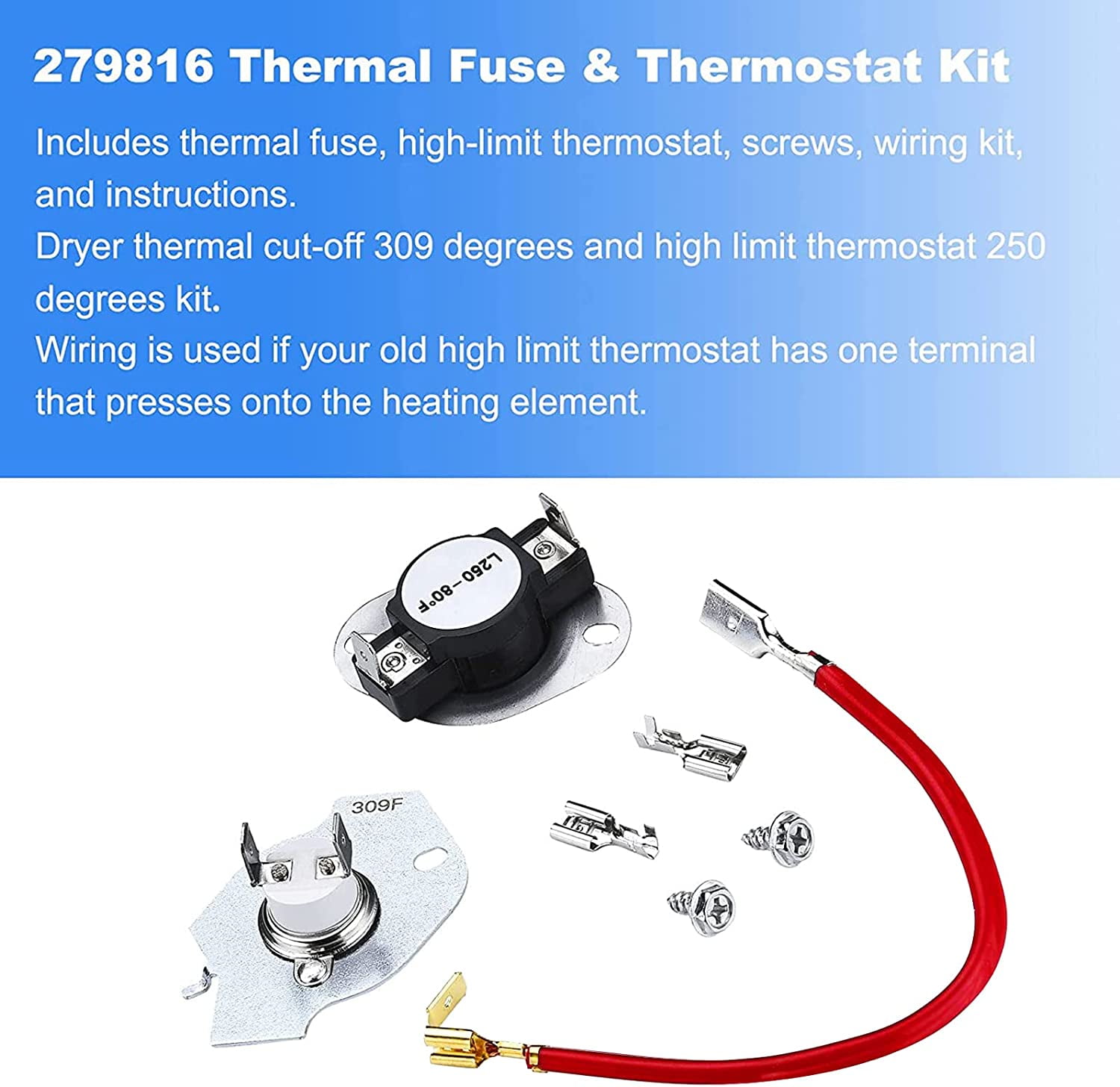 Dryer Element Kit for Whirlpool Sears 279838 & 279816