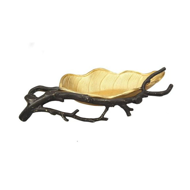 Classic Touch LE1003 Gold Leaf Candy Dish with Black Branch Design