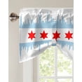 thumbnail image 2 of Tie Up Valance Curtain for Kitchen,Abstract Geometric Red Star Rod Pocket Short Curtains Adjustable Tie-Up Shade Valances,Building Silhouette Ombre Blue Window Treatment for Bathroom Living Room, 2 of 8