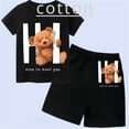 thumbnail image 2 of Conjunto de algodón con estampado de marca para niños, camiseta de dibujos animados, pantalones cortos, conjunto de verano para bebés, conjunto de manga corta para niños y niñas, 2 of 4