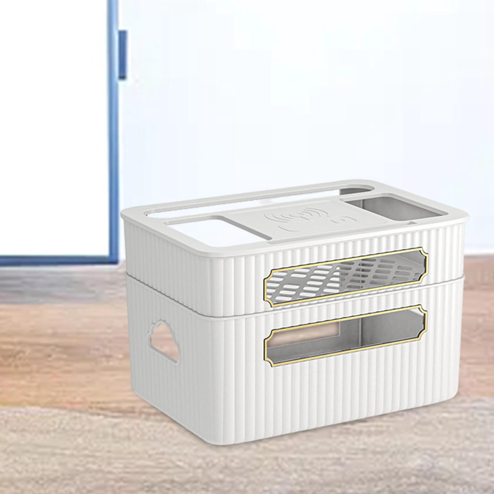 Fiocias Router Storage Box Cable Management Box Space Saving Wire Cable Storage Case for White 2 Tier
