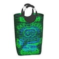 thumbnail image 2 of XMXT Large Collapsible Laundry Hamper, Game Motto Neon Font Two Color Print Green Laundry Basket with Aluminum Handle, 50L, 2 of 7