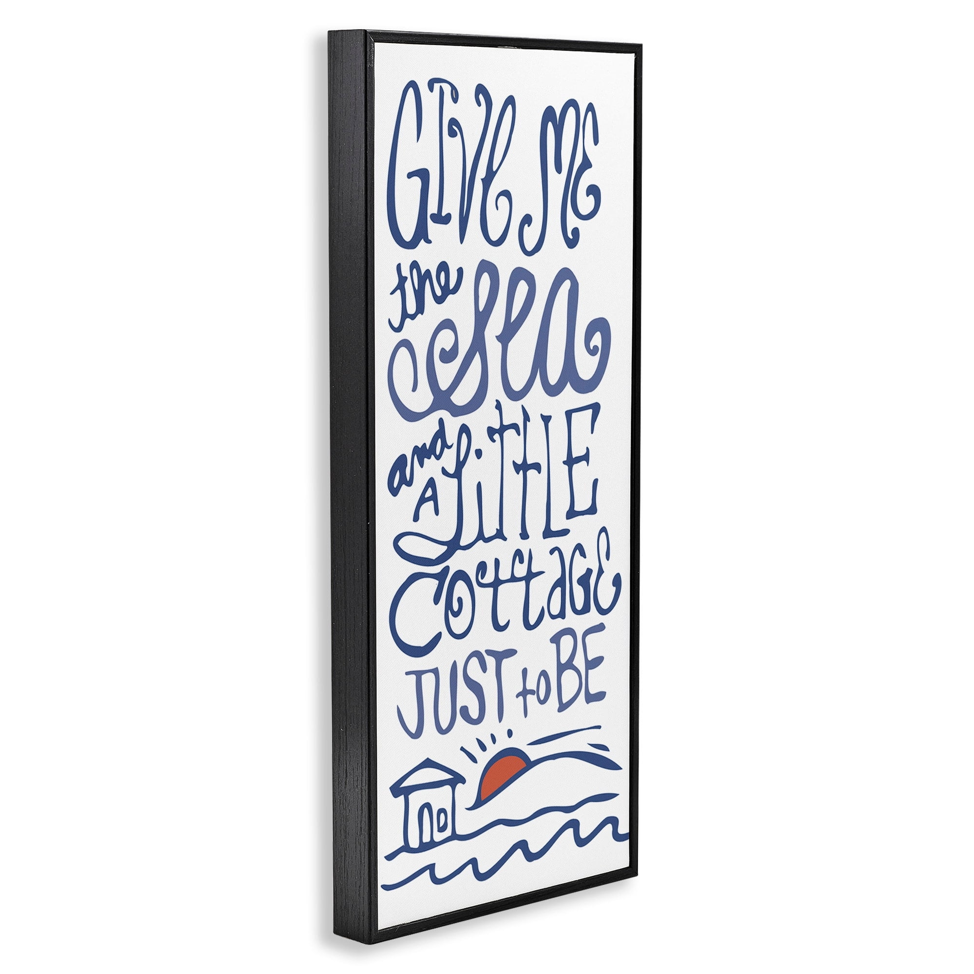 Stupell Industries Sea & Cottage Beach Life Calligraphy House Motif Graphic Art Black Framed Art Print Wall Art, Design by Kendra Shedenhelm