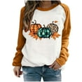 thumbnail image 3 of Wiyuqeen Womens Shirts Happy Thanksgiving Crew Neck Long Sleeve Raglan Pullover Casual Color Block Sweat Shirts for Fall, 3 of 5
