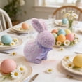 thumbnail image 1 of Adorno de conejo de Pascua – Conejo de pie, espuma, multicolor, 9,25" de alto, lazo brillante, detalle de mesa, decoración de vacaciones de primavera, 1 of 6