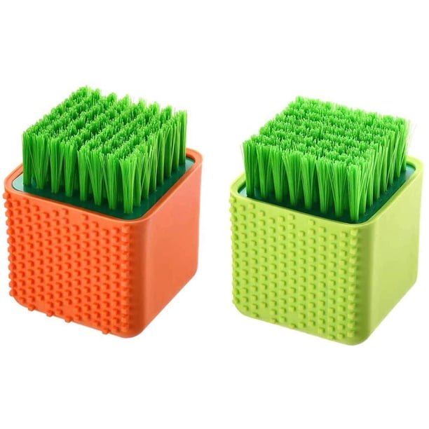 Paquete de 2 cepillos de silicona para la colada, cepillo multiusos para el hogar, cepillo para fregar de doble uso para ropa, ropa interior, zapatos, herramienta de limpieza suave de plástico Jormftte ZJWJ269