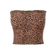 thumbnail image 1 of A2Y Women's Sexy Fitted Strapless Cotton Smocked Tube Crop Tops Camel Black S, 1 of 3