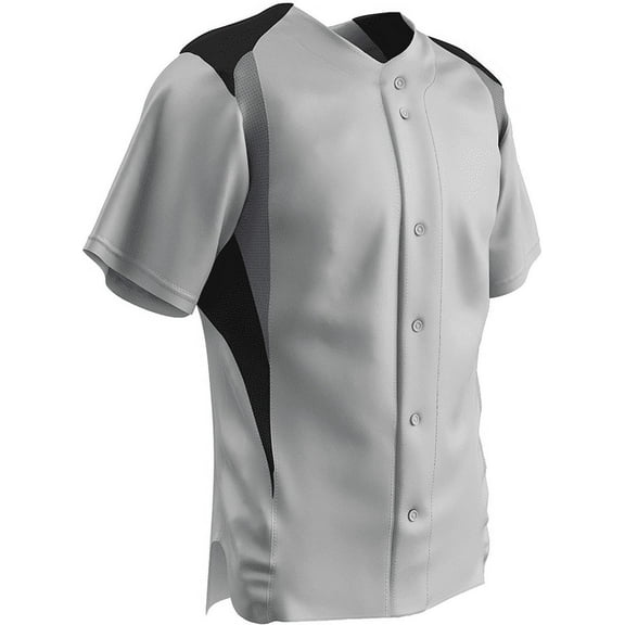 Champro Bull Pen Full-Button Baseball Jersey White w/ Black and Grey Highlights