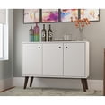 thumbnail image 3 of Manhattan Comfort Bromma Collection Mid Century Modern Square Buffet Stand Table With Two Cabinets and Splayed Legs, White, 3 of 10