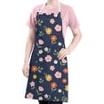 thumbnail image 5 of Pioneer Flower Floral Print Pattern Apron for Women and Men, Cotton Linen Waterproof with Pockets, Adjustable, 33x27 Inch for Kitchen, Gardening, BBQ, Salon, 5 of 6