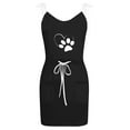 thumbnail image 5 of Wycnly Dresses for Women 2024 Summer Sleeveless V-Neck Heart Cat Paws Print Casual Short Sundress Elastic Waist Pocket Spaghetti Strap Tank Mini Dresses Black l Under $5, 5 of 5