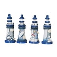 thumbnail image 1 of MasteelfCA Lighthouse Decor Nautical Marine Model Mediterranean Style Hand Painted Lighthouse Nautical Fish Net Shell Buoy Decor - Size 5X5X13CM (Random Style), 1 of 7