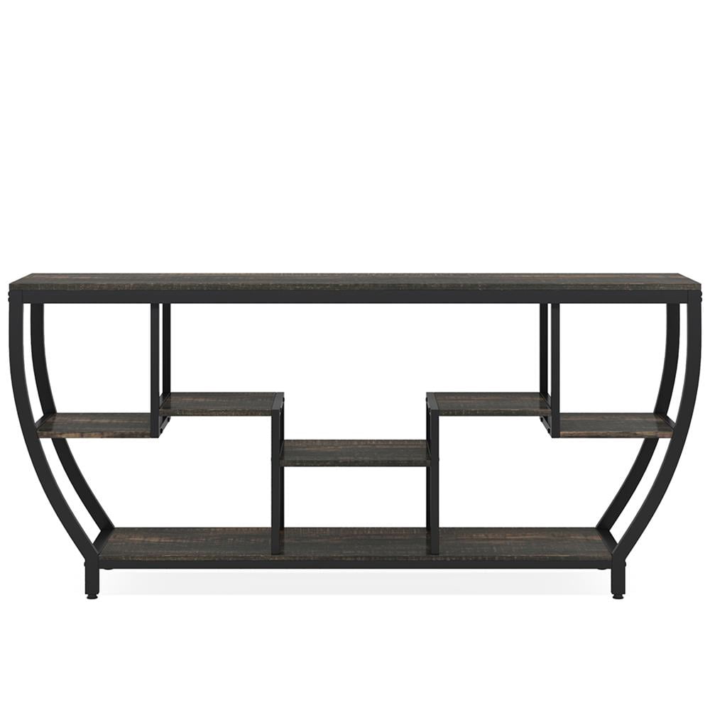 Topcobe Industrial Console Table, 70.9" Entryway Sofa Table with Shelves, Modern Furniture for Indoor, Black