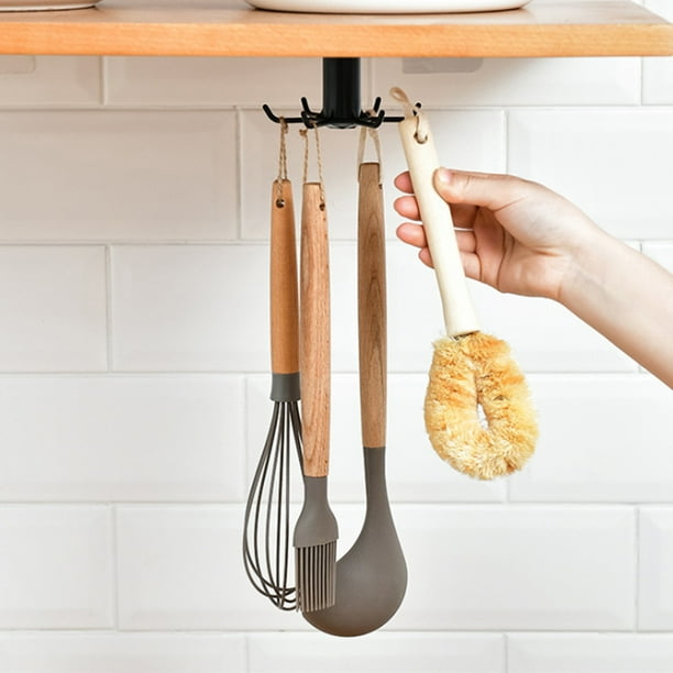 TureClos Kitchen Rotary Hook Wall Mounted Kitchenware Storage Rack Bath