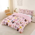 thumbnail image 3 of Erosebridal Farm Rooster Duvet Cover Set for Kids Girls, Pink Flower Floral Bedding Full, Pink Reversible, 3pcs 1 Duvet Cover and 2 Pillowcases, No Comforter, 3 of 6