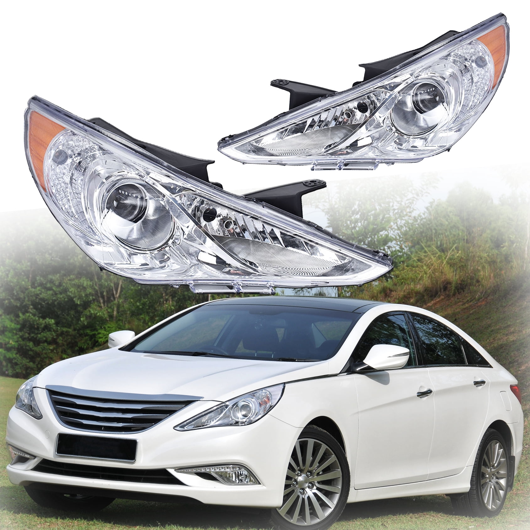 Headlights Assembly Replacement for 2011-2014 Hyundai Sonata Headlights Pair Left and Right Side (Passenger Driver Side)