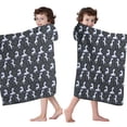 thumbnail image 4 of Dark Cartoon Unicorn Leaf Pattern Hooded Bath Towel，60"x35" for Ages 3 To 12 Kids, Quick Dry Lightweight Soft Microfiber Hood Beach Towel Cover Up for Kids, 4 of 7